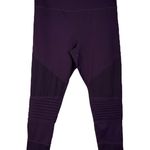 Zyia Active SZ 12 Moto Light 'n Tight 7/8 Leggings Laser Cutouts Hi-Rise Purple Photo 0