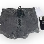 One Teaspoon new ♐︎ Superfreaks Lace Up Distressed Denim Shorts ♐︎ Phantom 24 Photo 5