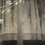 None VTG 60-70s Black Chiffon Tiered Midi Dress Pink Floral Coquette Fairy Cottage XS Photo 10