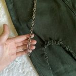 Olive Green Ripped Chain Denim Jeans Pants Photo 3