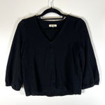 Madewell Womens Sweater Small Black Pullover Long Sleeve Cotton V-Neck Photo 0