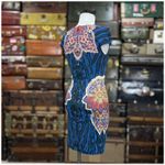 Just Cavalli  Geometric Mini Dress Womens Size Medium Blue Black Motif Photo 3