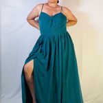 Azazie  Teal Maxi Dress with Spaghetti Straps Photo 5