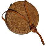 Source Unknown Ratan Round Woven braided Tan canteen Crossbody‎ Bag Photo 1