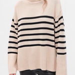 Gap Striped Turtleneck Sweater Cream Black Boxy Oversized Knit Size Large Photo 0