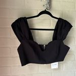 ZARA  black top cropped sweetheart ruched in size medium lined NWT Photo 1