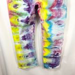 Crown & Ivy  Sz 16‎ Capri Jeans Handmade Tie Dye Denim Yellow Purple Raw Hem 1478 Photo 7