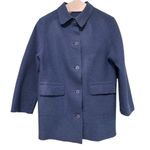 Hilary Radley Wool Coat Women’s Size 4 Blue Pure New Wool Woolmark Button Front Photo 0
