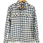 Patagonia ‎ Women's Organic Cotton Flannel Shirt Plaid Blue Beige Button Front S Photo 0