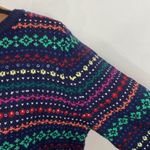 Talbots  navy wool blend fair isle colorful sweater cardigan with sequins size L Photo 8
