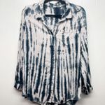 Women's Button Front Tie Dye Shirt Size XL Long Sleeve Ceam & Gray Photo 0