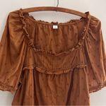 Old Navy Carmel Eyelet Peasant Top Ruffle Baby Doll Small Cottagecore Prairie SS Photo 1