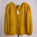 Ashley Stewart  Mustard Long Sleeve Peplum Top Photo 2