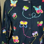 Vintage Michaell Simon lite vintage embroidered butterfly cardigan Cotton small Black Photo 2