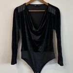 ZARA Cowl Neck Rhinestone Fringe Velvet Bodysuit 135 Photo 0