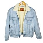 Levi's Levi’s Sherpa Women's Light Blue Fleece Collared Denim Jean Jacket Size Small S Photo 0