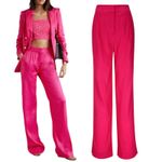 Veronica Beard  Robinne Wide Leg Linen Blend Pants Fuchsia Pink Size 8 Photo 2