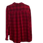 Mossimo Blouse Top Shirt Red Plaid Long Sleeve Collared Relaxed Flowy Size L Photo 5