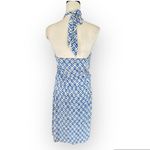 Banana Republic  Silk Blend Blue and White Print Halter Knee Length Dress Photo 1