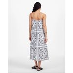 Madewell  Embroidered Deep V Neck Midi Dress Bandana Boho White Navy Large NWT Photo 3