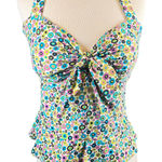 Coco Rave NWT Floral Halter Tankini Swim Top Retro Print Swimsuit 38C XL Photo 0