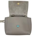 Furla Ginevra Leather Mini Crossbody Bag Sabbia Beige Gray Gold Chain Photo 10