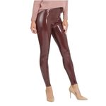 Spanx  Faux Patent Leather Leggings Large Burgundy‎ Ruby Photo 1