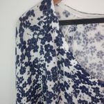 Loft  XL Navy Flowers Pullover Thin Sweater Top Plus Photo 6