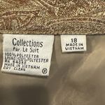 Le Suit  Womens Size 18 Skirt Blazer Suit Set Gold Metallic Paisley Career Party Photo 10