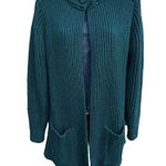 VTG 90s Christmas High Neck One Button Ribbed Knit Cardigan Teal Green Women’s M Blue Size M Photo 1