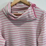 Talbots T by Split Neck Pink Striped Pullover Top Size XL SUPER SOFT Round Hem Photo 1