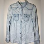 Kenzo Jeans Light Wash Denim Button Down Shirt Sz S Western 90s Streetwear Blue Photo 1