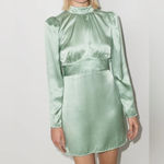 Reformation Samuel LS Mint polka dot mini dress fall cottagecore 100% silk Photo 5