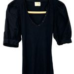 Nation Ltd S celine tee T-shirt Puff Shoulder V-neck Top Ribbed Fitted womens Photo 0