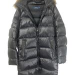 Polo Ralph Lauren Black Duck Down Fill Puffer Coat Faux Fur Hood Womens Small Photo 0
