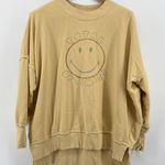 Aerie Smiley Face "Total Optimist" Graphic Oversized Sweatshirt Yellow Small Photo 0