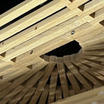 Bamboo Half Moon Arc Handbag Wooden Summer Retro Woven Summer Beach Purse EUC Brown Photo 7