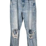 American Eagle Light Wash Distressed Ripped Relaxed Fit Mom Jeans Size 4 Regular Photo 0