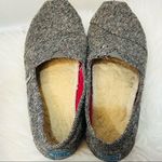 Toms Womens 7.5 Black White Tweed Classic Slip On Shoes Fur inserts Photo 10