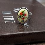 Vintage 70s Floral Bouquet Ring Adjustable Pink Photo 3
