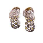 Tory Burch Yellow Pink Geometric Print Patent Leather Miller Sandals Size 8 Photo 4