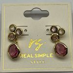 NEW REAL SIMPLE RS pink and gold fashion earrings style# R1256 Photo 2