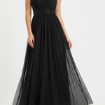 Vintage JS Boutique Maxi Gown Dress Womens 4 Black Beaded Y2K Strapless Formal Photo 0