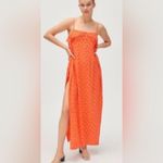 Urban Outfitters ‎ Outfitters Ooh La La Orange Red Rouge Side-Slit Romper Overlay Maxi Dress Photo 2