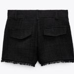 ZARA Black Tweed Textured Adorable High Waisted Frayed Hem Shorts Photo 5