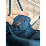 Lulus NWT  Moments of Beauty Dark Teal Satin Cowl Neck Tulip Maxi Dress Size M Photo 6