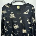 NEW Jess & Jane Black 3/4 Sleeve Cotton Fashion Shoes and Purses Top Size Small Photo 4