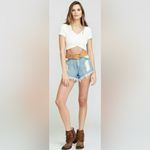 Show Me Your Mumu  Miami V-Neck Stretch Crepe Crop Top‎ in Bone Size Medium Photo 2