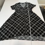 Torrid  Black‎ White Plaid Challis Short Sleeve Midi Shirt Dress Size 1X Pockets Photo 10
