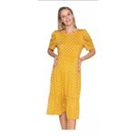 Querencia Dress Women Small Maternity Tier Yellow Polka Dot Midi Balloon Sleeves Size undefined Photo 1